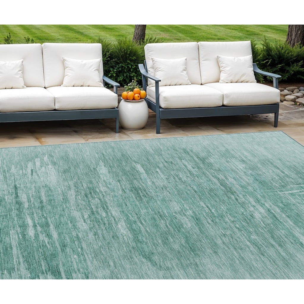 HomeRoots Abstract Transitional Rectangle Outdoor Rug