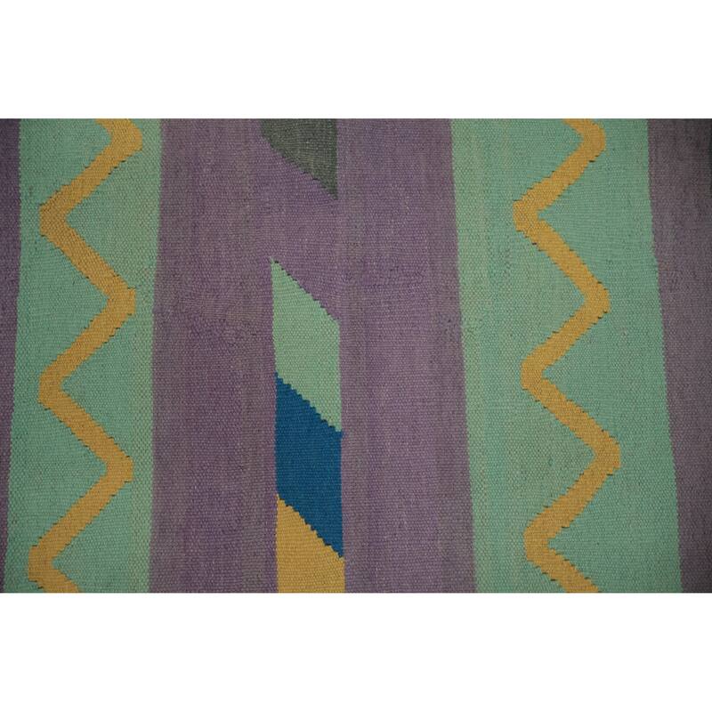 Hand Woven Oriental 100% Wool Carpet Southwestern Tribal Multi-Colored Kilim Area Rug - 12' 4'' X 9' 1''