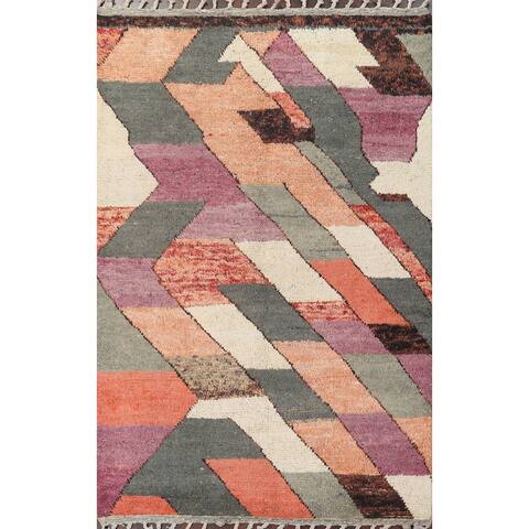 Abstract Moroccan Oriental Area Rug Wool Hand-knotted Office Carpet - 6'1" x 9'7"