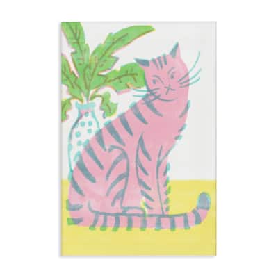 Stupell Modern Pink Cat & Plant Canvas Wall Art Design By Hannah Moren