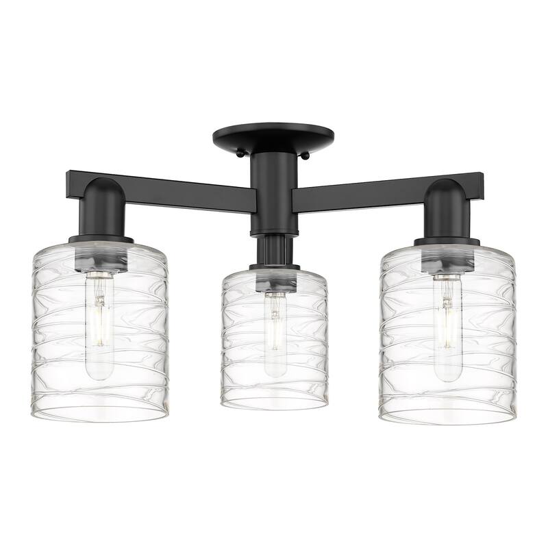 Innovations Lighting 716-3F-11-23 Cobbleskill Semi-Flush Cobbleskill 3 - Matte Black / Deco Swirl