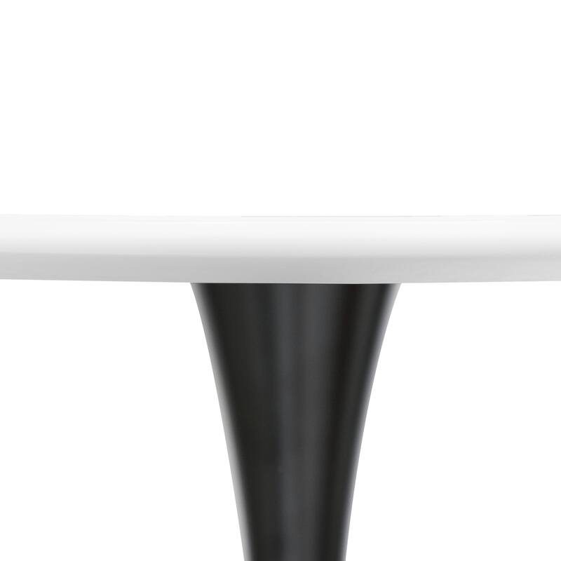 Bristol 32" Mid Century Modern Round Dining Table, MDF Wood Top & Glossy Iron Pedestal Base for Kitchen & Dining Room