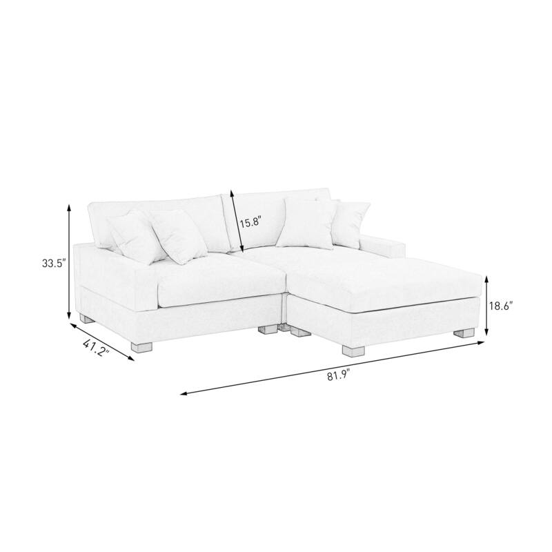 Modern Oversized Chenille Modular Sectional Sofa with Ottoman