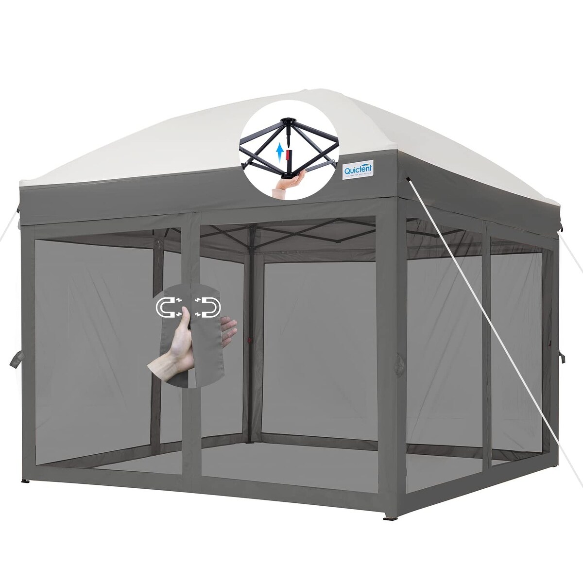 8'x8' Pop up Canopy Tent with Netting, Auto-Close Magnetic Doors