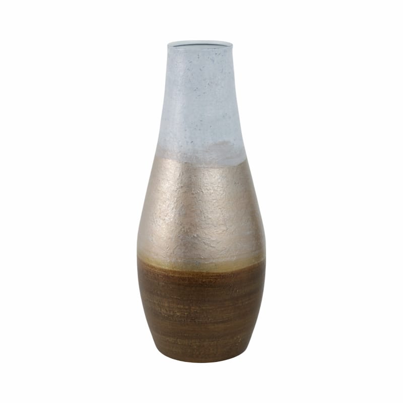 Glass Vase in Boho Style with Tapered Neck and Textured Finish - 8" x 8" x 18"