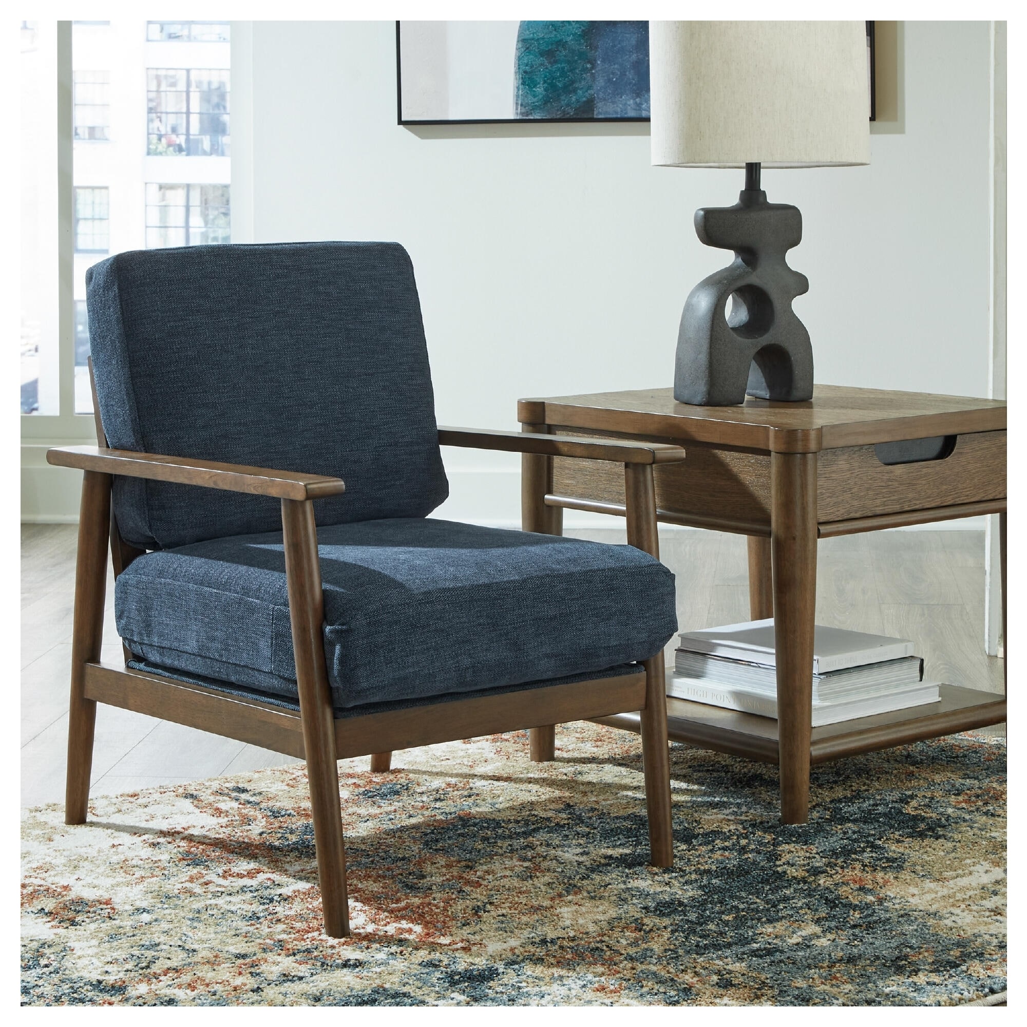 Signature Design by Ashley Bixler Blue/Brown Accent Chair - 25"W x 31"D x 34"H