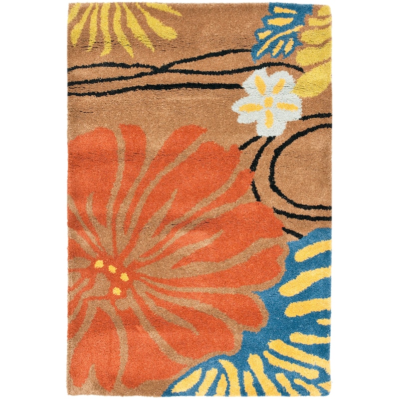 SAFAVIEH Handmade Soho Tess Floral N.Z. Wool Rug - 2' x 3' - Brown/Multi