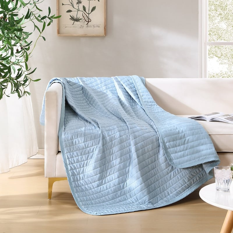 Swift Home Cooling Quilted Throw Blanket 60" x 70" Reversible Lightweight Cool to the Touch for Hot Summer