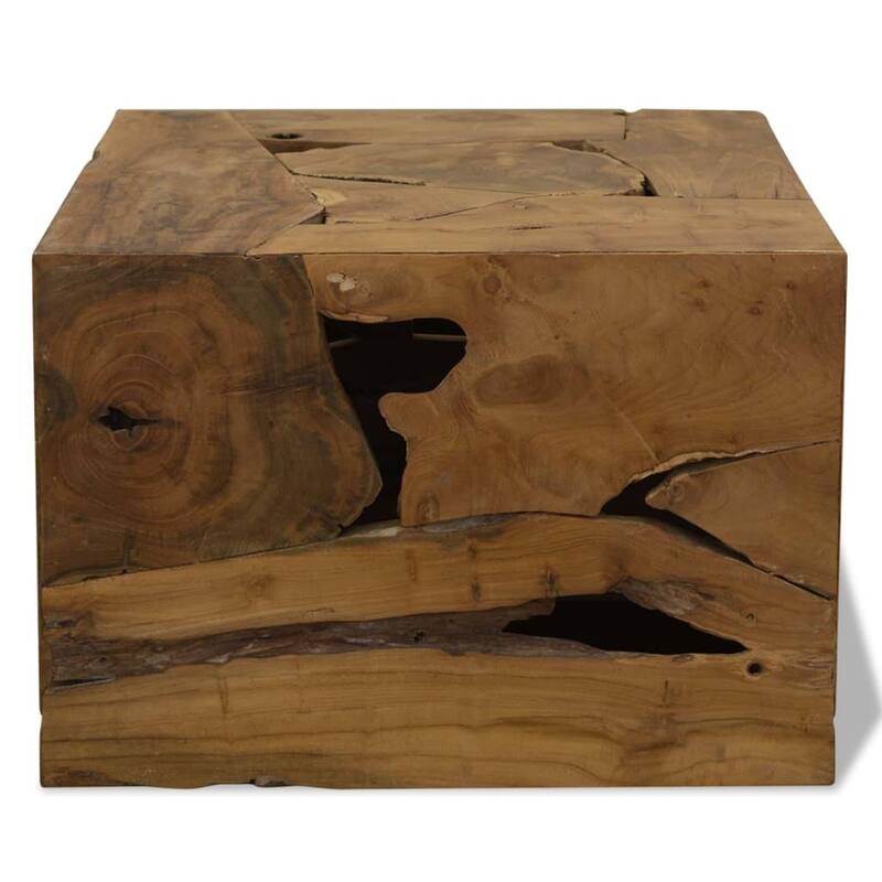 vidaXL Coffee Table 19.7"x19.7"x13.8" Genuine Teak Brown - 19.7 x 19.7 x 13.8
