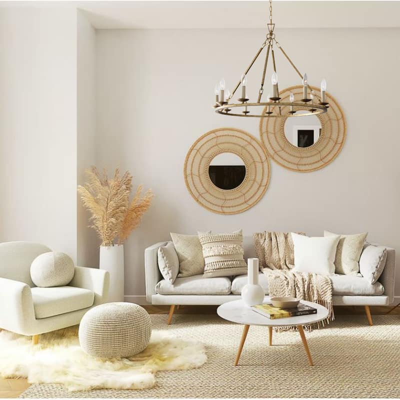 12 Light Constance Candle Style Chandelier in Antique Gold Finish - 24.4"H x 30"W x 9.8"D