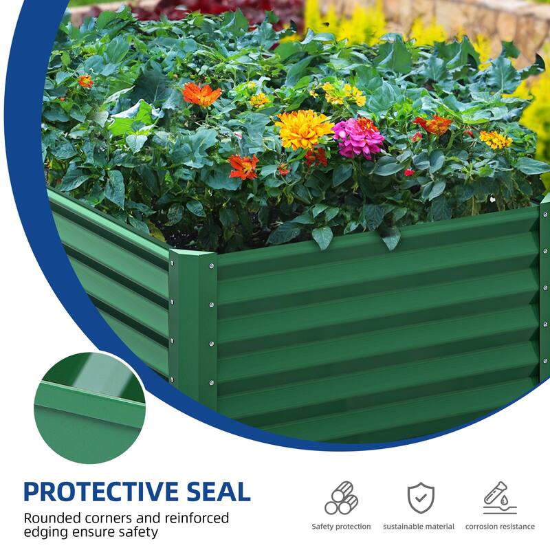 Moasis Outdoor Metal Raised Garden Bed with Gloves