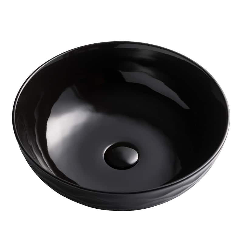 KRAUS Viva 16 1/2 inch Round Porcelain Ceramic Vessel Bathroom Sink