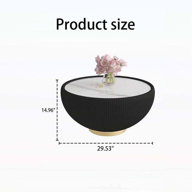 Round Coffee and Sofa Table with Metal Base,for Home Decor Living Room