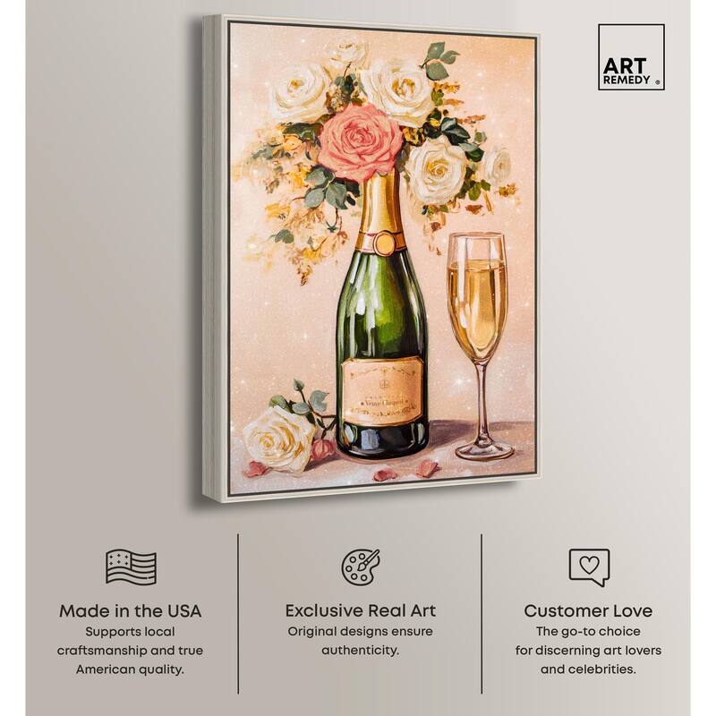 Blooming Champagne Vase Canvas by Art Remedy