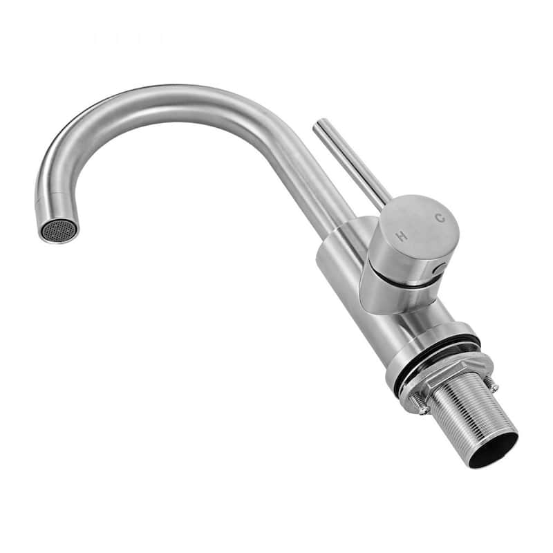 Silver Stainless Steel Kitchen Faucet with 360 Rotating High-Arc Spout - 7.20 x 1.97 x 11.61 inch