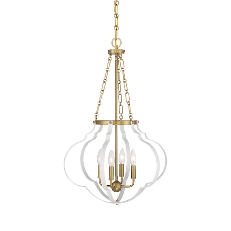 Savoy House 7-4866-4 Mercer 4 Light 20" Wide Taper Candle Style - White / Warm Brass