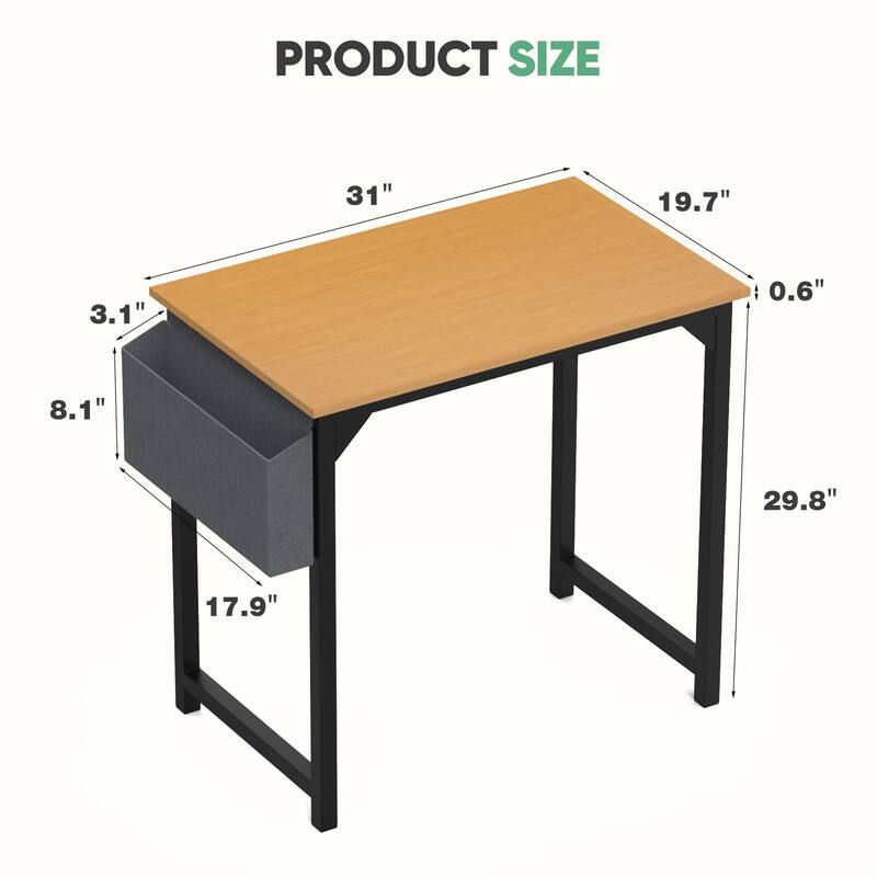 Modern Computer Desk with Storage - 31inch - Oak