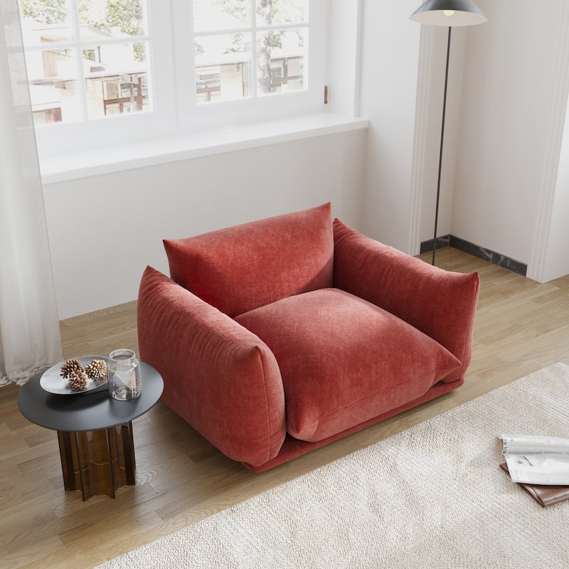 Sponge Soft Single Sofa Accent Chair Chenille Fabric Sofa - Orange
