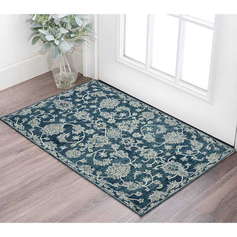 HomeRoots Floral Medallion Traditional Rectangle Area Rug - 36.00 in. x 24.00 in. x 0.40 in. - 36.00 in. x 24.00 in.  x 0.40 in.