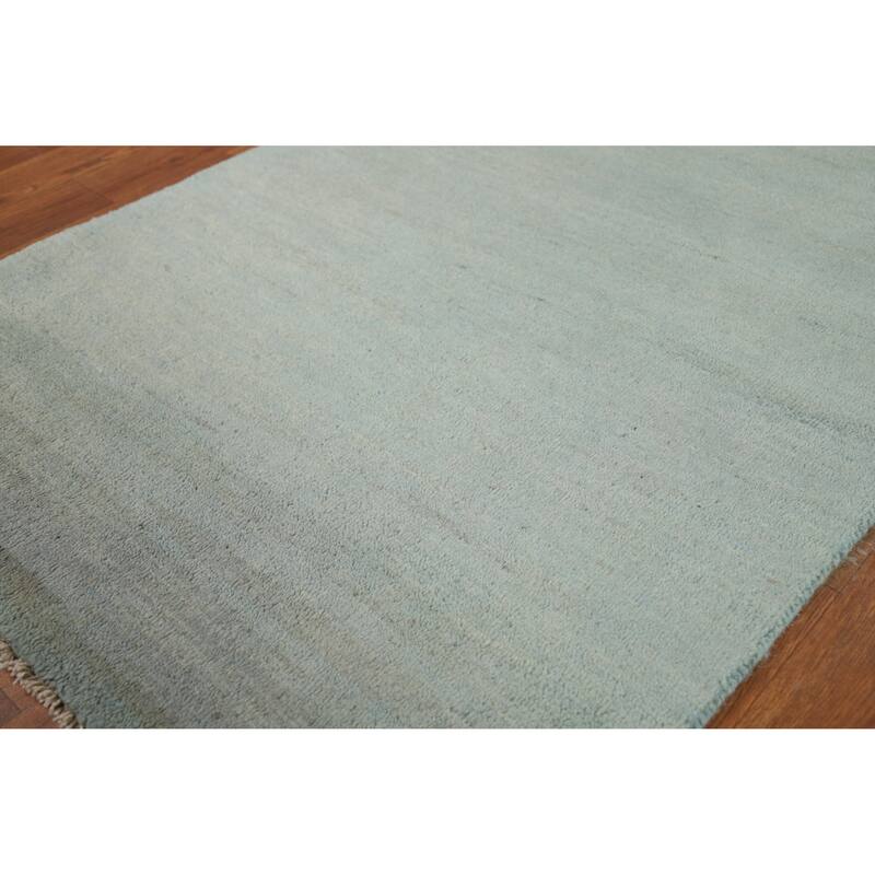 Blue Gabbeh Modern Rug Hand-Knotted Wool Carpet - 2'7" x 4'1"