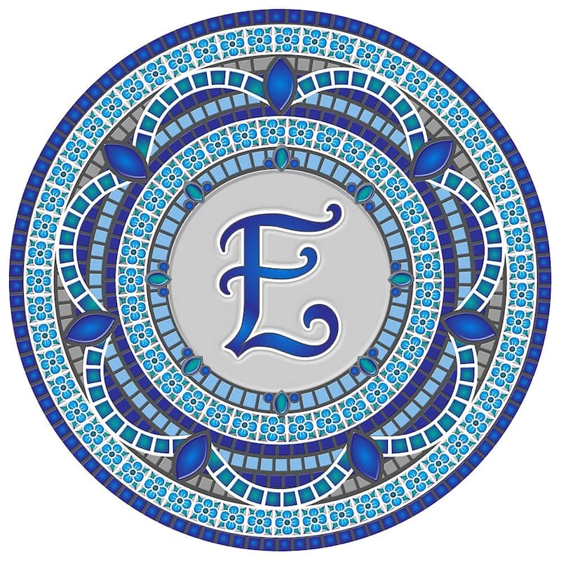 Custom Monogram Decorative Poolmat #1 - Mosaic Pool Art - 29" in Diameter - Letter "E"