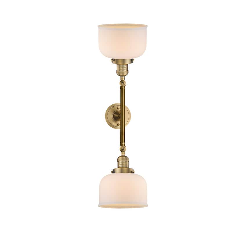 Innovations Lighting Large Bell 2 Light 23" Wide Bathroom Vanity Light - Brushed Brass / Matte White