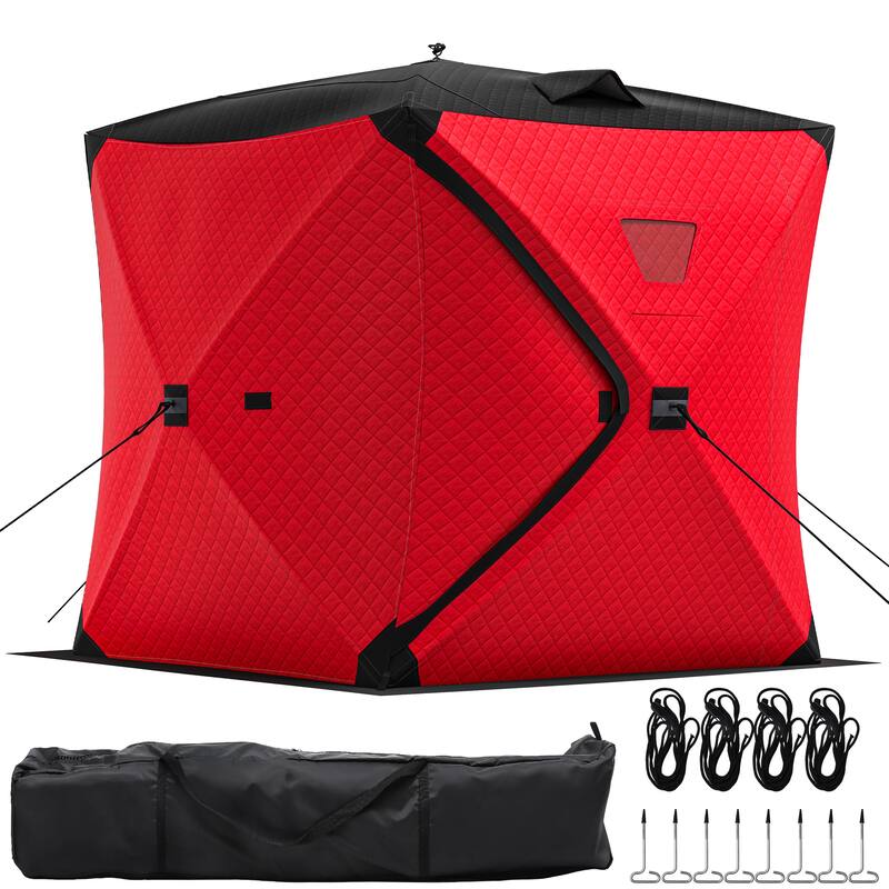 3-Layer Insulated Pop-up Canopy Portable Ice Shelter Ice Fishing Tent with 2 Doors and Carrying Bag