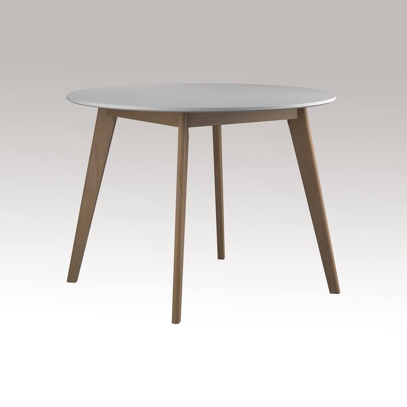 Two-tone Round Dining Table in White and Natural
