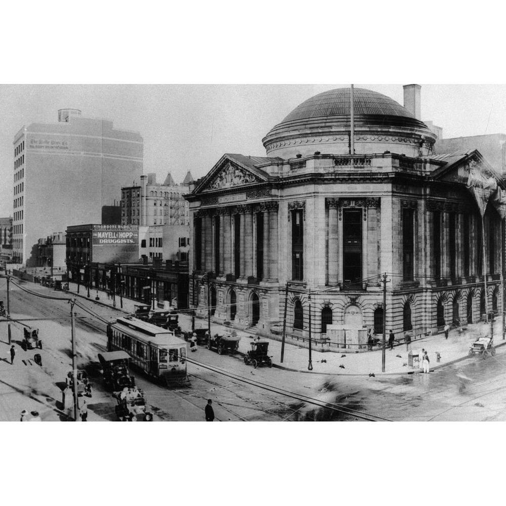 Euclid at East Ninth, Cleveland Trust Company Black and White Gallery Wrapped Canvas