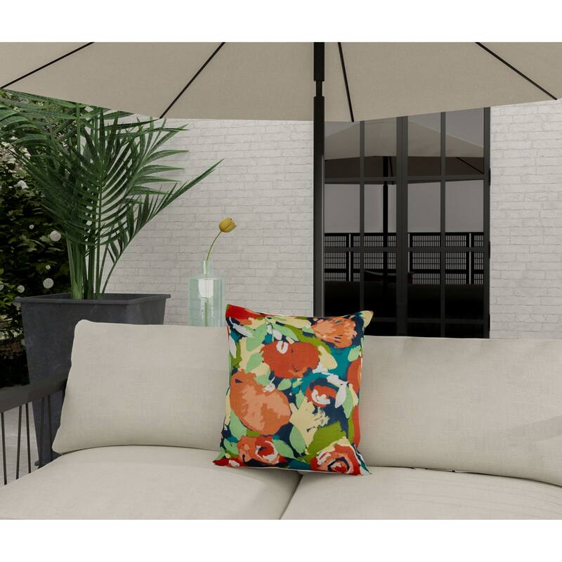 Rizzy Home Botanical Pattern Transitional Outdoor Throw Pillow