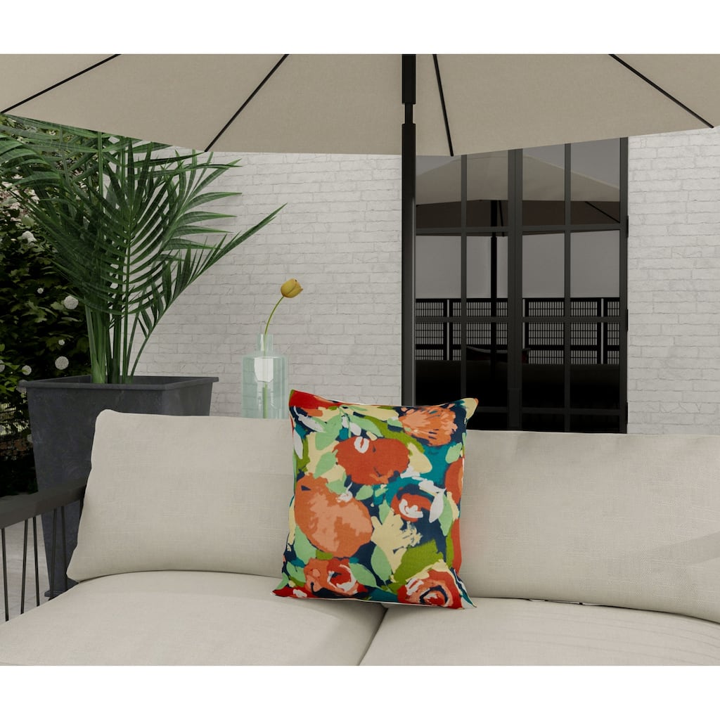 Rizzy Home Botanical Pattern Transitional Outdoor Throw Pillow