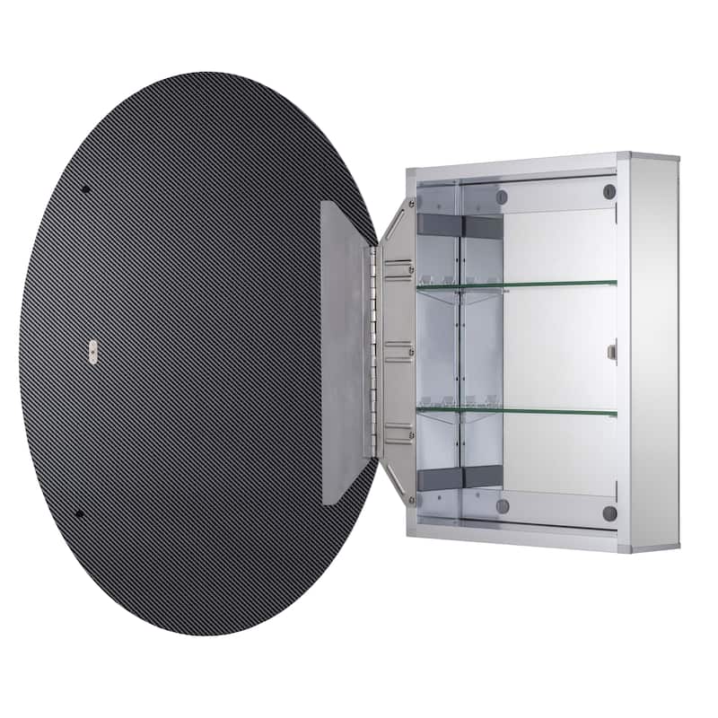 Croydex Davenport Oval Aluminum Medicine Cabinet, Easy Install, Recessed or Wall Mounted 21W x 31H