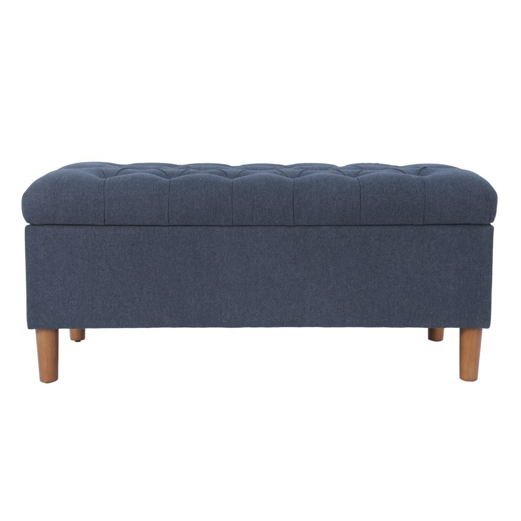 HomePop Button Tufted Top Storage Bench with Wood Legs