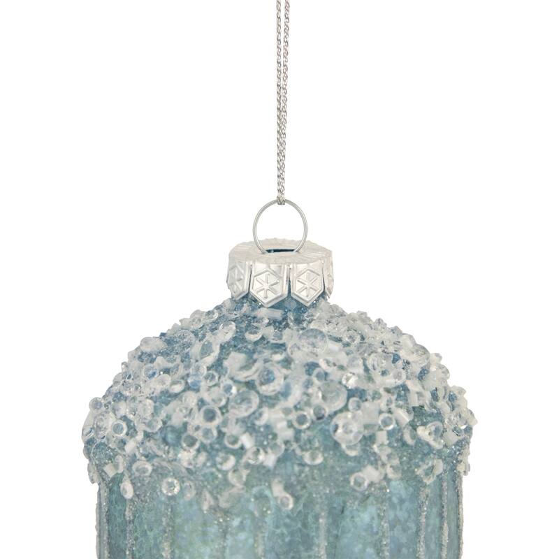 4.5" Blue Glittered Mercury Glass Pine Cone Christmas Ornament