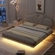preview thumbnail 17 of 28, Full/Queen Size Upholstery LED Floating Bed with Headboard and Support Legs
