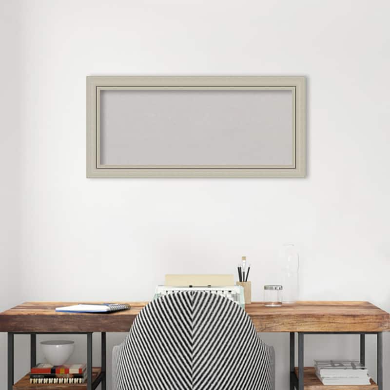 Romano Silver Narrow Wood Framed Grey Corkboard Bulletin Board