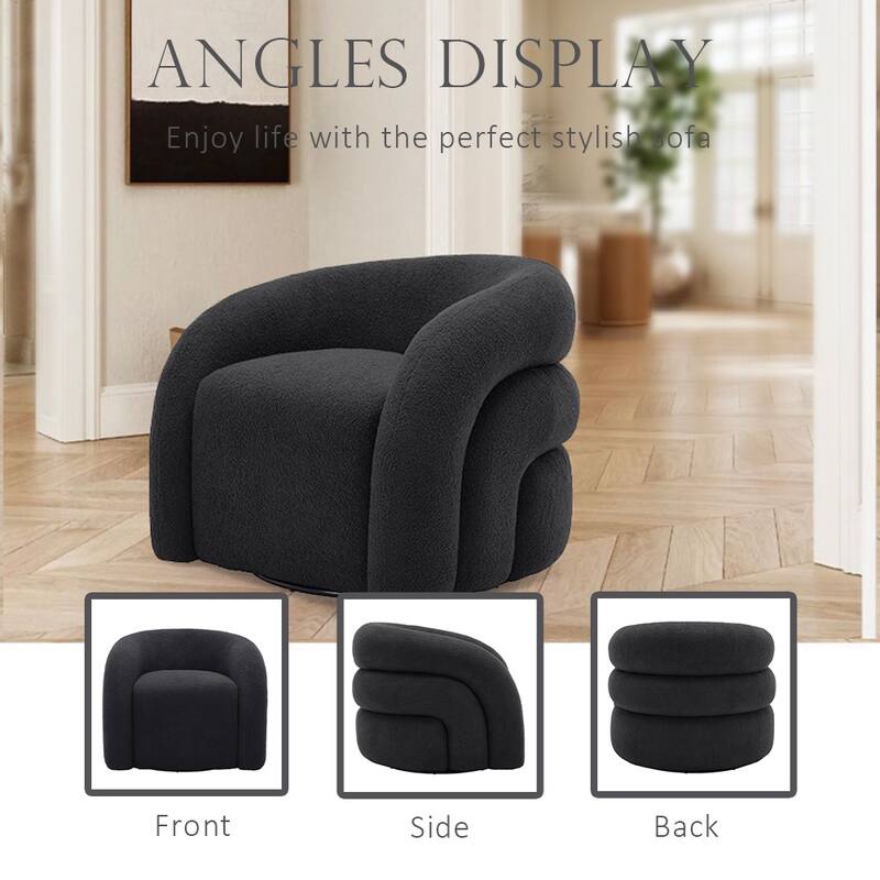 Upholstered Boucle Swivel Accent Chair