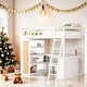 preview thumbnail 16 of 27, Full Size Loft Bed with Ladder, Shelves, and Desk White