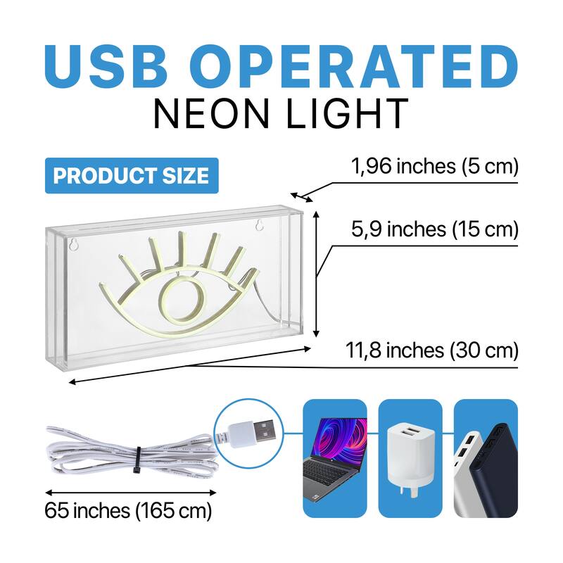 Girl 11.8" Contemporary Glam Acrylic Box USB Operated LED Neon Light, Yellow by JONATHAN Y - 1 Bulb