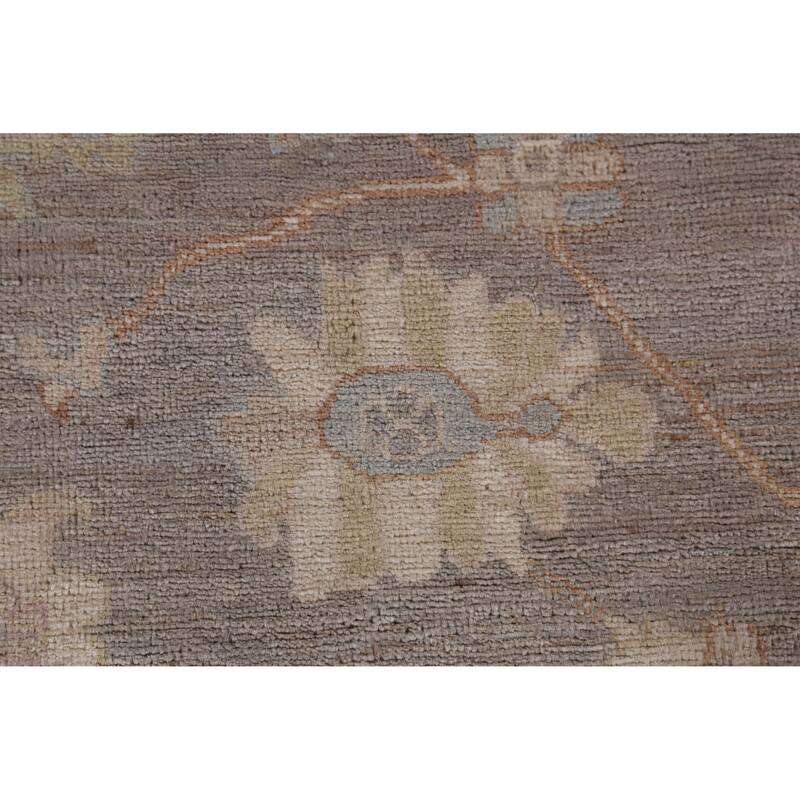 Hand Knotted Oriental 100% Wool Carpet Transitional All-Over Greys & Charcoal Oushak Area Rug - 11' 11'' X 9' 1''