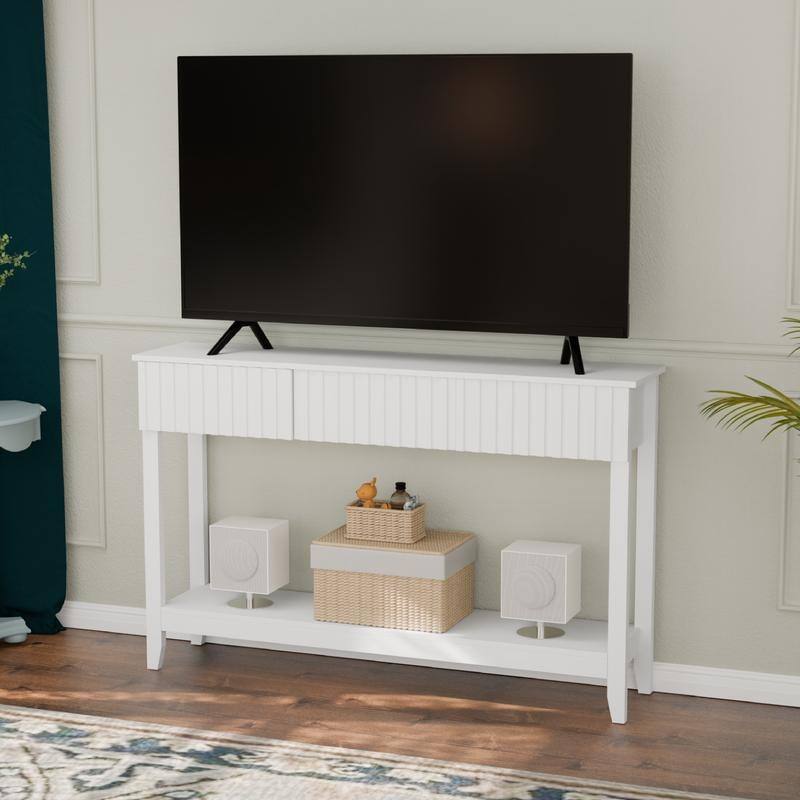 VINGLI White 2-Layer 3-Drawer MDF Grille Entry Table
