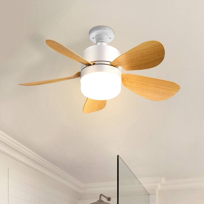 16 Inch Socket Ceiling Fans, 2 in 1 Small LED Ceiling Fan Lights with Remote Control - White