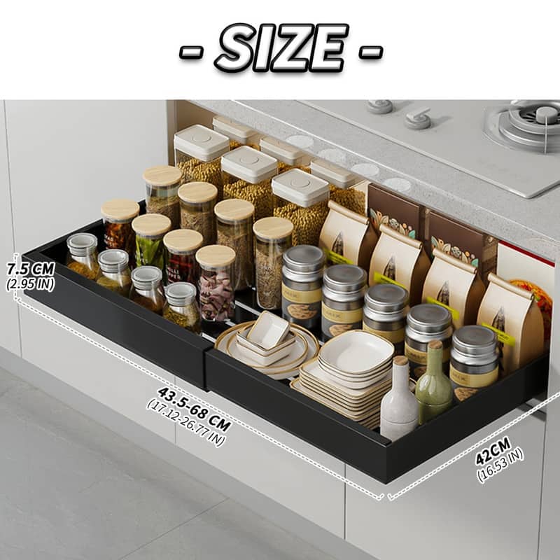 1Pc 3 Rails Expandable Pull Out Cabinet Organizer