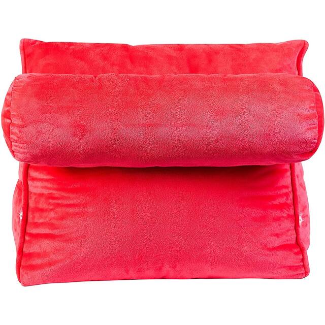 Cheer Collection Wedge Shaped Support Pillow and Bed Rest Cushion for Reading, Gaming, Watching - with Adjustable Neck Pillow