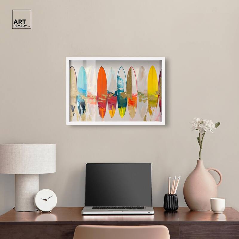 Surfboard Horizons II Shadowbox by Art Remedy