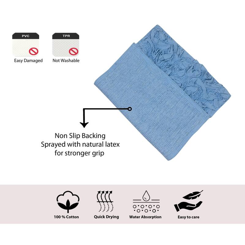 Home Weavers Modesto Collection 100% Cotton Bath Rug, Non-Slip Bath Rug, Extra Soft, Machine Wash, 4 Pcs Set with Runner