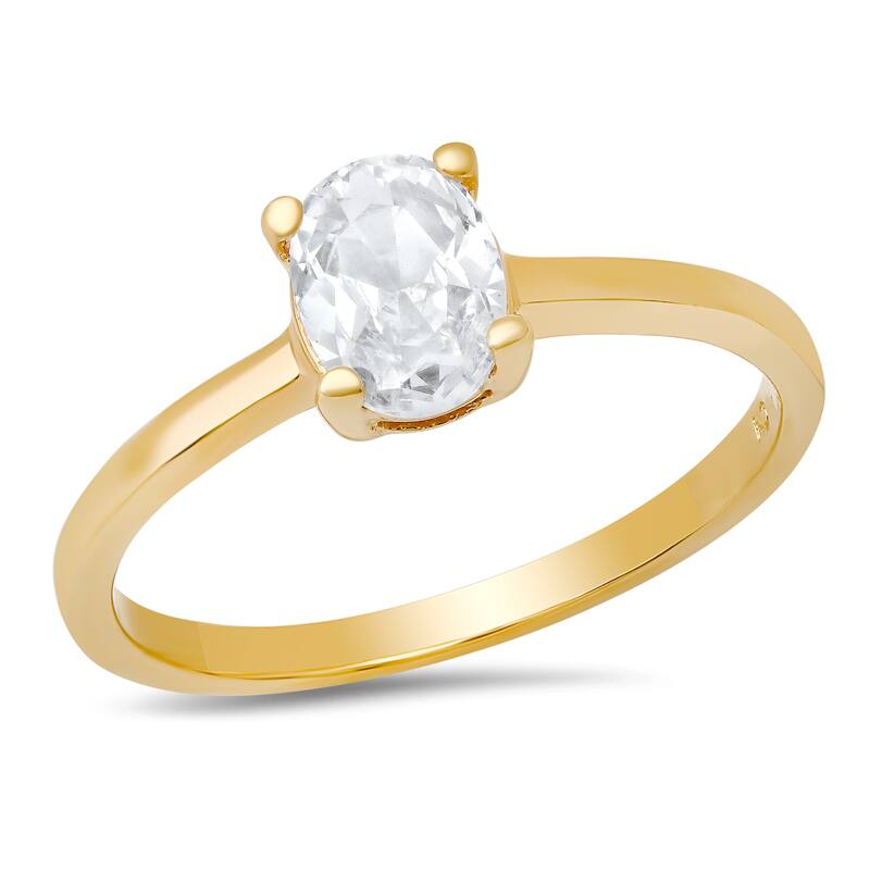 Roberto Martinez Sterling Silver 1 ctw Oval Cubic Zirconia Engagement Ring