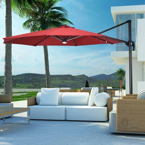 Shop Black Friday Deals On 10 Ft Patio Offset Cantilever Umbrella With Solar Lights Overstock 31843228