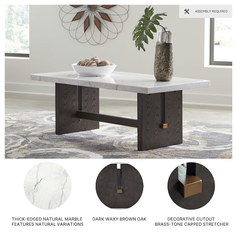 Signature Design by Ashley Burkhaus White / Dark Brown Rectangular Coffee Table - 52"W x 28"D x 20"H
