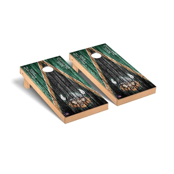 slide 2 of 5, Cleveland State Vikings Triangle Cornhole Board Set